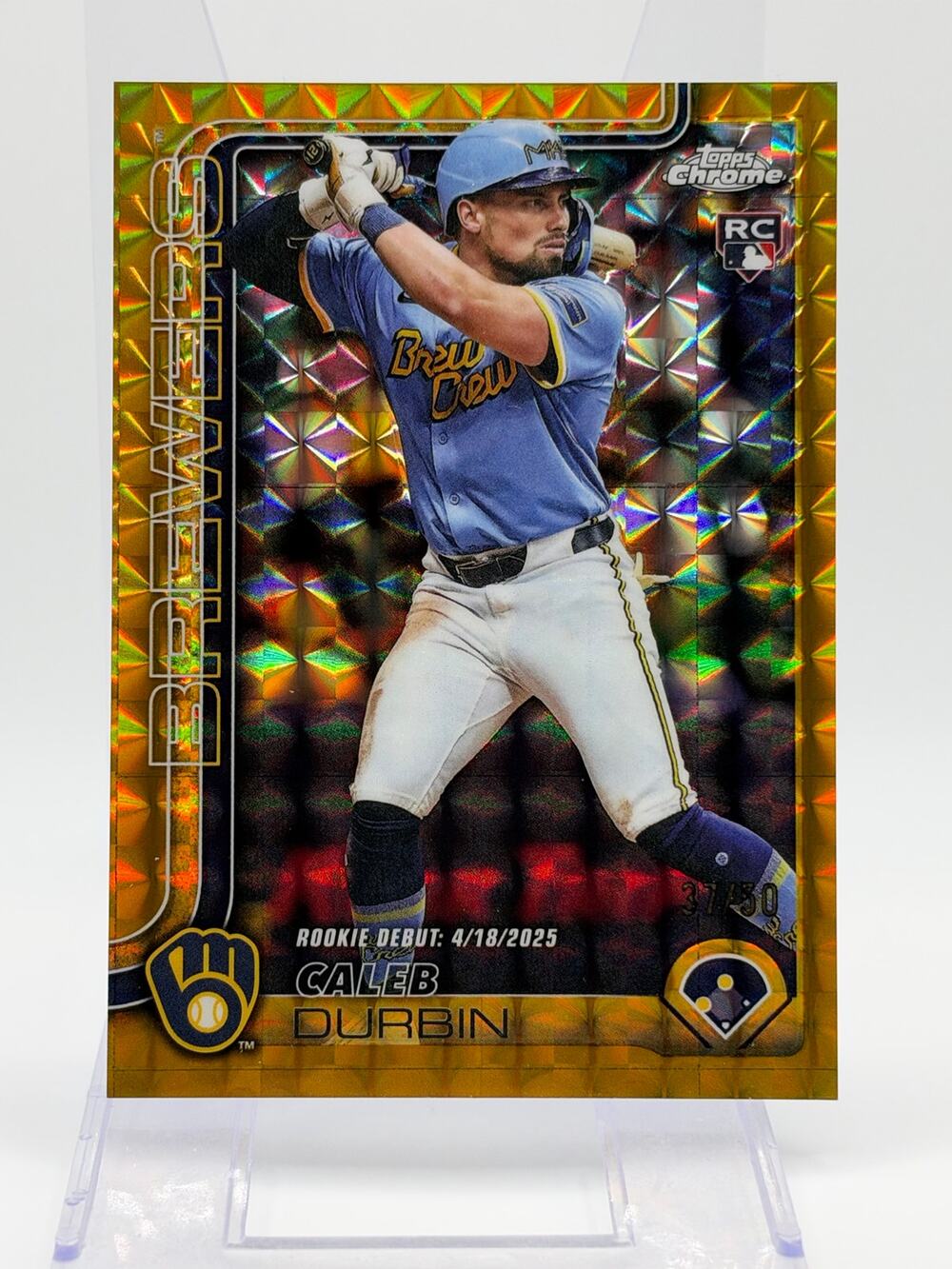 2025 Topps Chrome Update Caleb Durbin Rookie Gold Geometric Refractor 37/50 RC